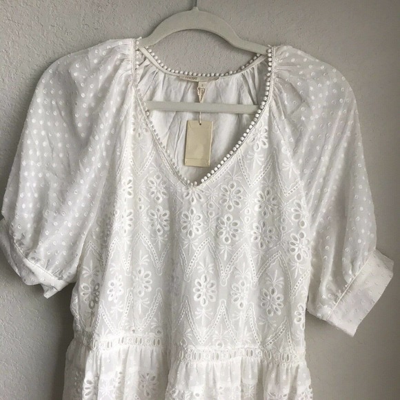 Maje Revery White Lace V Neck Collar Dress Size 3 - Picture 7 of 12